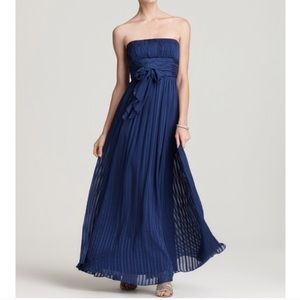 BCBG Timona Silk Shadow Stripe Dress Ink Blue